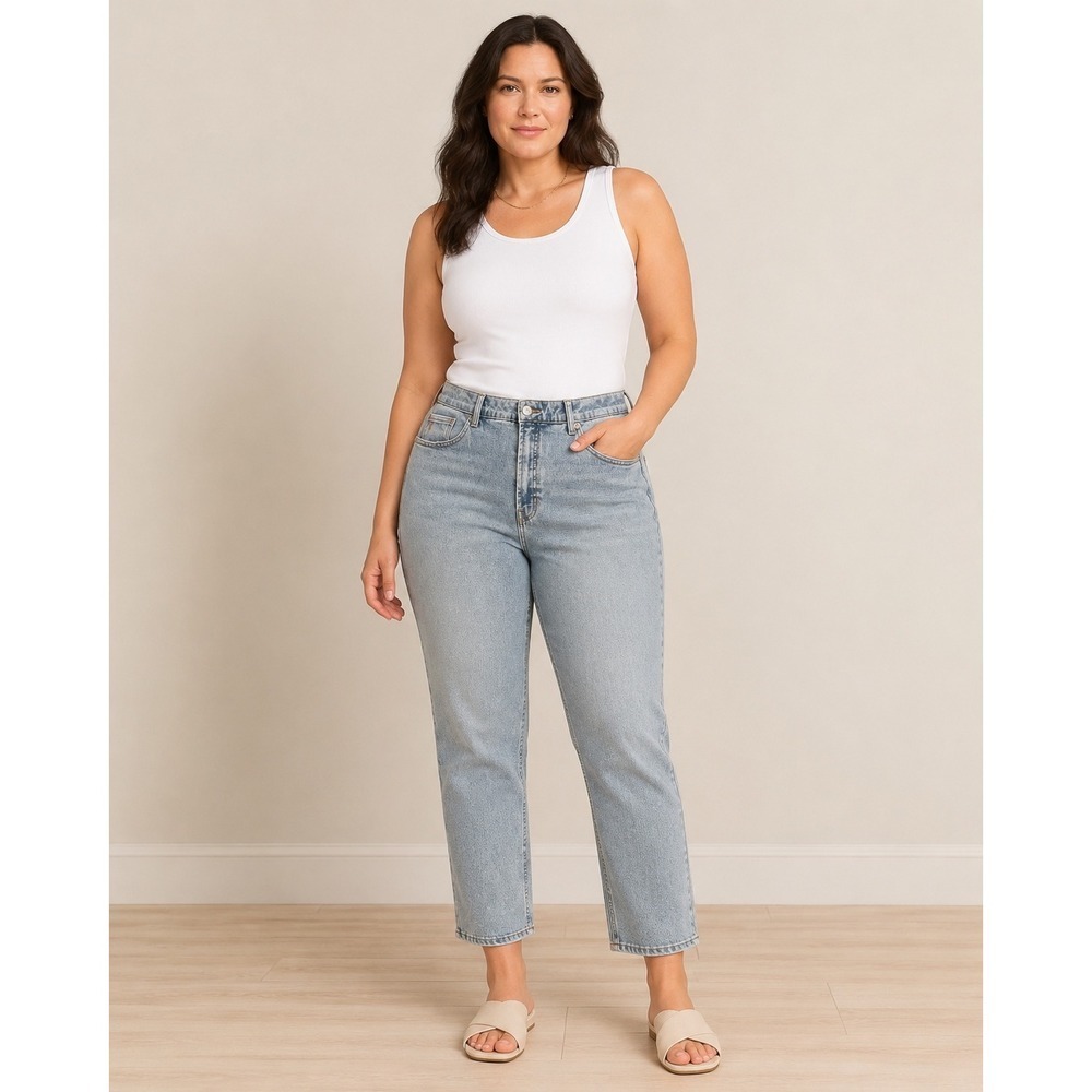 Frye Stevie Wash High Rise Straight Leg Jeans Light Blue Denim 16/34